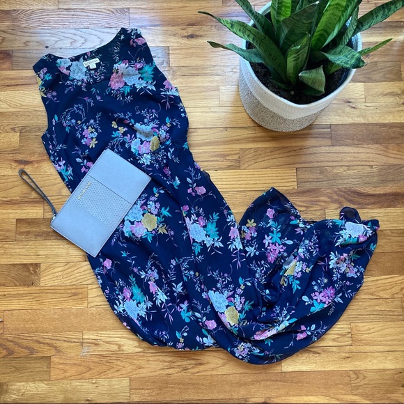 Merona Navy Floral Maxi Dress - Picture 2 of 13